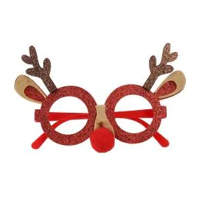 Карнавальные очки Оленьи рожки с носиком, красный/коричневый / 6232278