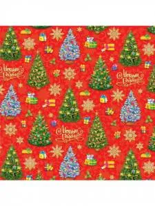 Бумага упак. Новогодние елочки 70*100см (10 листов)/УБ-3217