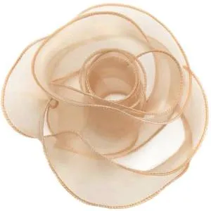 Лента Органза 4 см.*9,14 м. Золотистый бежевый с леской / 6233771