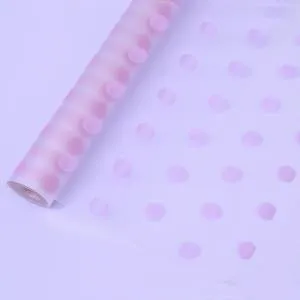 Пленка упаков матовая ГОРОШЕК нежно-розовый/60см*8,5м