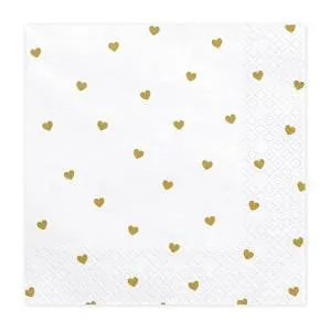 Салфетка Сердца белая 33 см 20шт./1502-5346