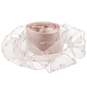 Лента декоративная "Воздушные точки" 4 см.*9,14 м. Персиковая / 6233983