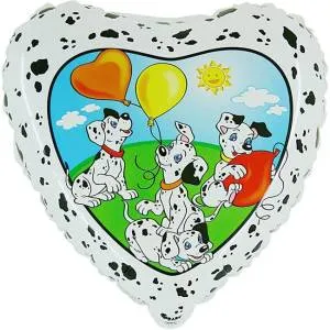 18" НВ Далматины с шариками белый (Flexmetal)