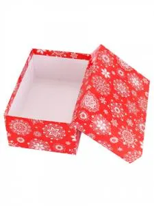Коробка Снежинка на красном 15*10*5мм/Кор-2075
