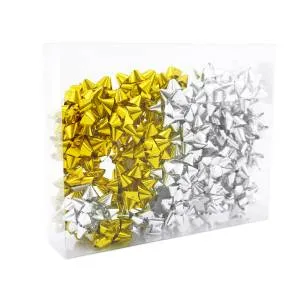 Бант-звезда Металл 63 мм "Сатин" Золото и Серебро / 1 шт/19574-МВ