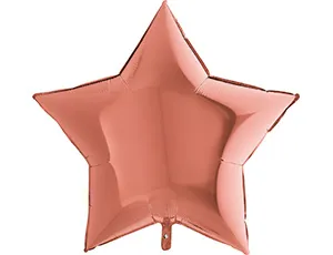 Звезда фольга Розовое золото 92 см с гелием
