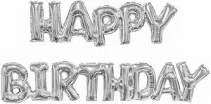 Набор шаров-букв мини Happy Birthday серебро 17"/ 26030