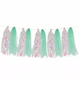 Помпон кисточка 35 см. (хамелеон/бирюзовый) 10 листов